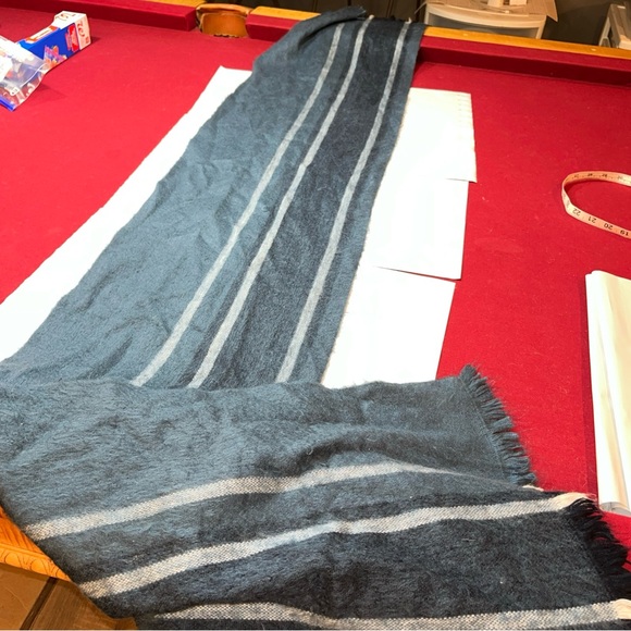 Pokoloko ALPACA LONG BLUE Scarf White Stripe Ecuador Unisex 13"x76" Soft Fringe - Picture 5 of 13